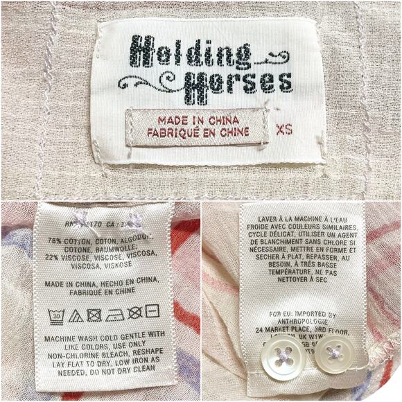 ANTHROPOLOGIE HOLDING HORSES Blush Plaid Lightweight Button-Front Shirt Size XS - Picture 8 of 8